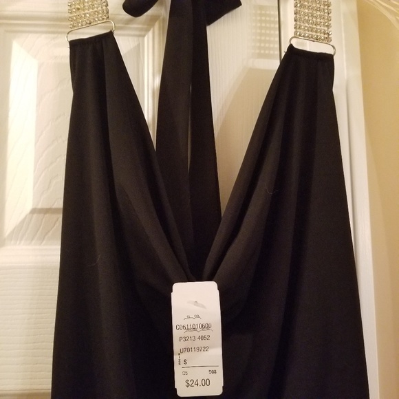 "HOST PICK" Dressy Black Rhinestone Halter Top - Picture 5 of 6